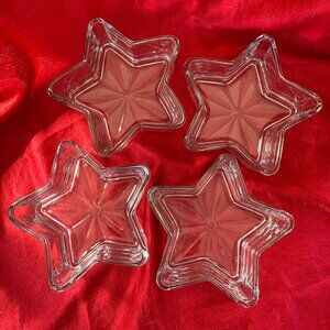 Star-shaped glass candle holders/snack dishes, set of 4